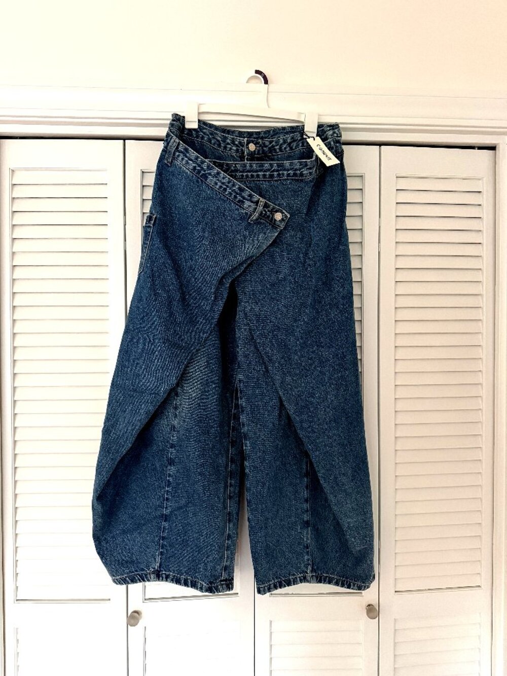 Title: Commense Crossover Wide Leg Jeans NWT | Layered Denim Overlap | Size XL